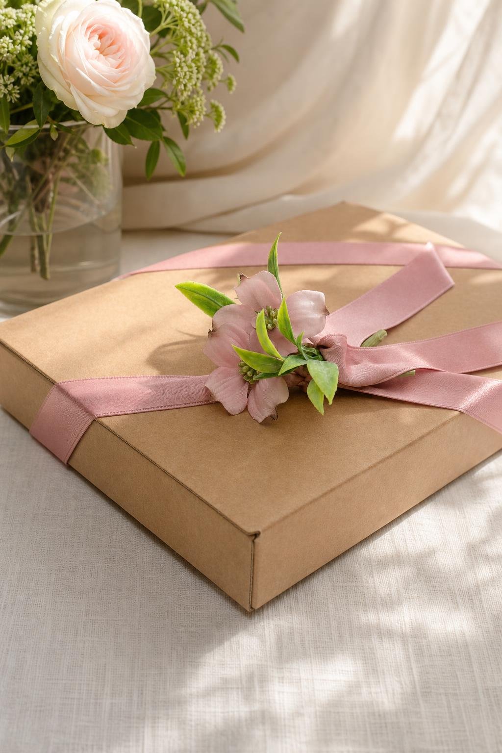 Confezione regalo artigianale preparata a mano nel laboratorio di Fantasie di Carta